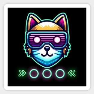 neon cyberpunk cat graphic Sticker